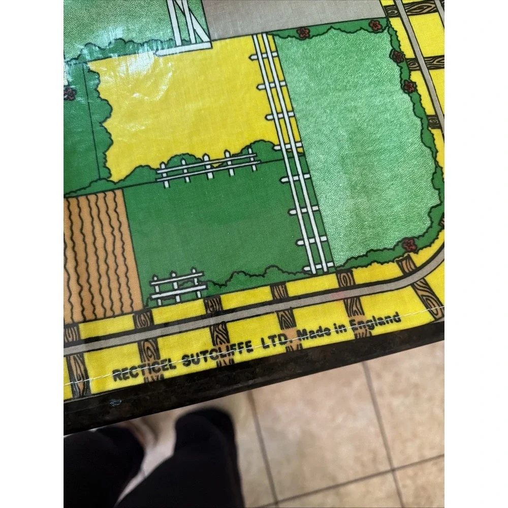 Vintage Toy Car Play Mat Playmat Recticel Sutcliffe Ltd. Town 44x35 City Trains